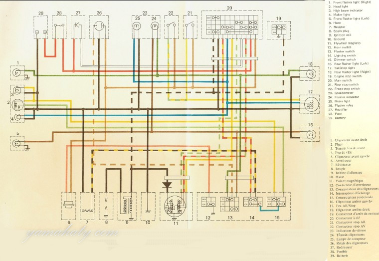 YAMAHA TY 250 :Electricité wiring diagram yamaha dt250 